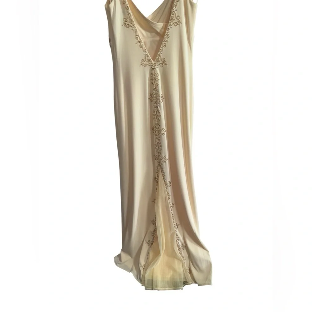 Dave & Johnny Beaded Formal Dress Champagne Yellow/Gold Size 5/6 - Picture 10 of 14